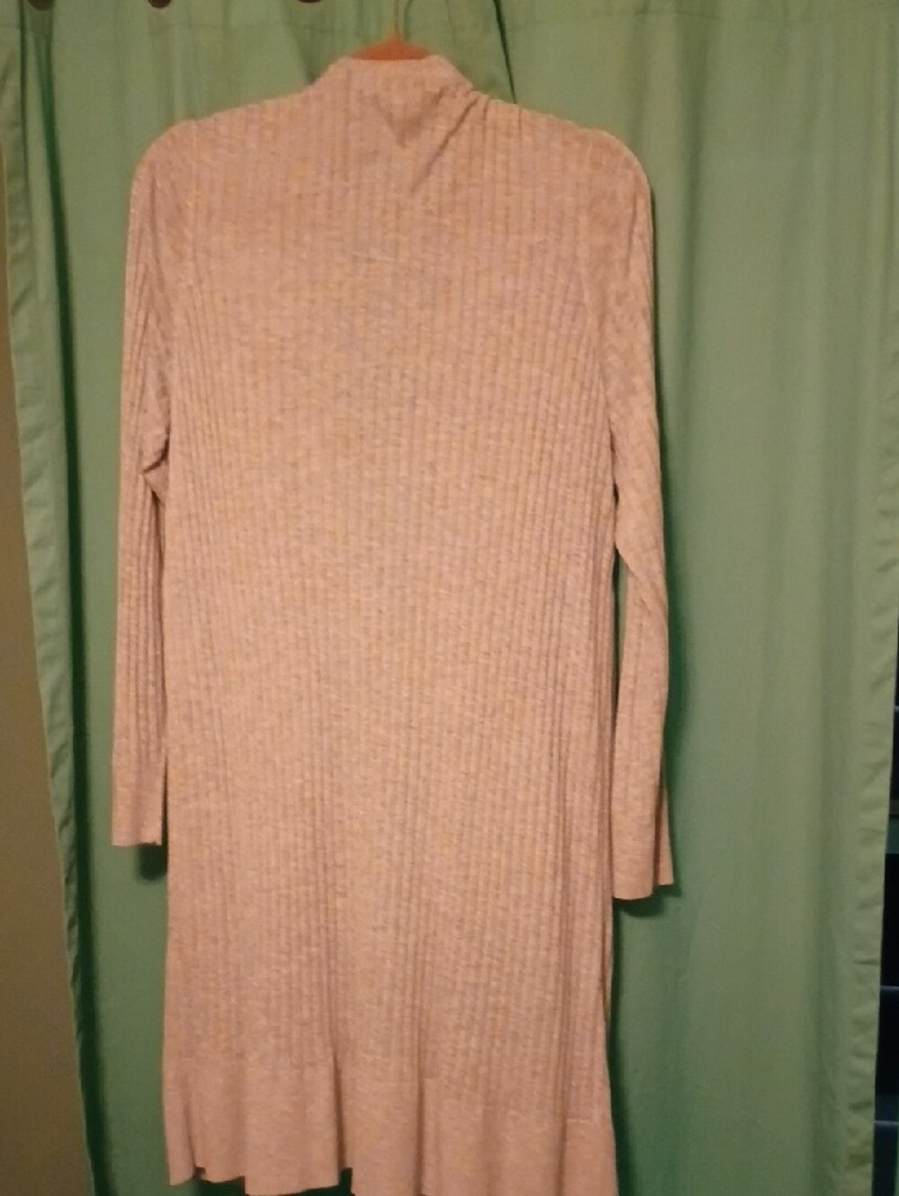 LOFT Light Grey Ribbed Open-Front Long Cardigan - Picture 2 of 3